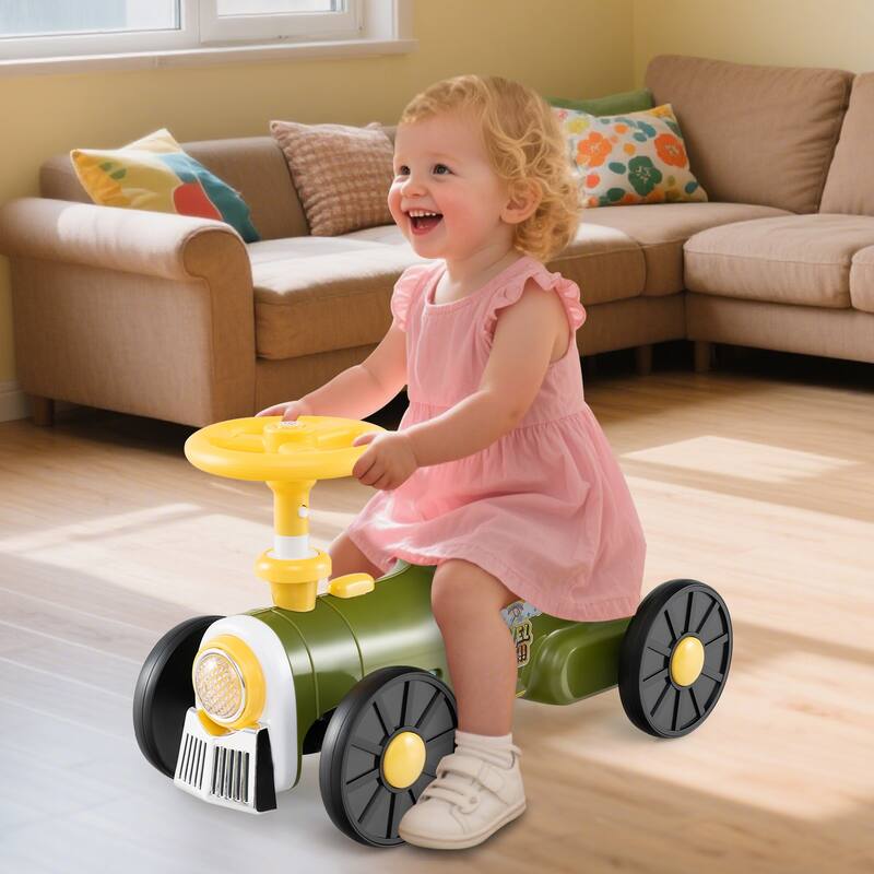 Kids Ride On Sliding Car with Steering Wheel Sound and Under Seat Storage Foot to Floor Push Toy Vehicle for Toddlers