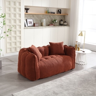 66-Inch Chenille Upholstered Loveseat with Pillows