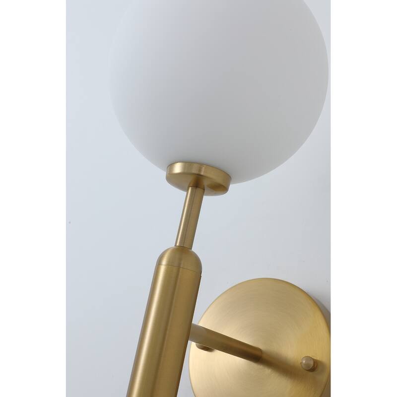 Modern Gold 1-Light Wall Sconce with White Globe Glass Design
