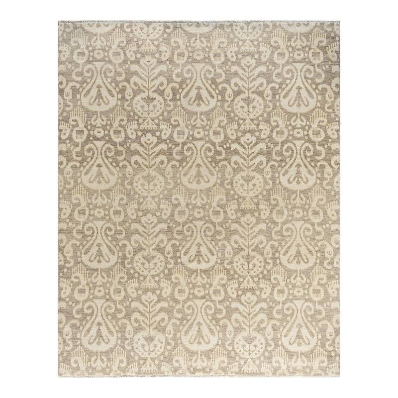 Ikat One-of-a-Kind Handmade Area Rug - Gray, 8' 2" x 10' 2" - 8' 2" x 10' 2"