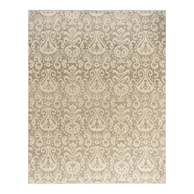 Ikat One-of-a-Kind Handmade Area Rug - Gray, 8' 2" x 10' 2" - 8' 2" x 10' 2"