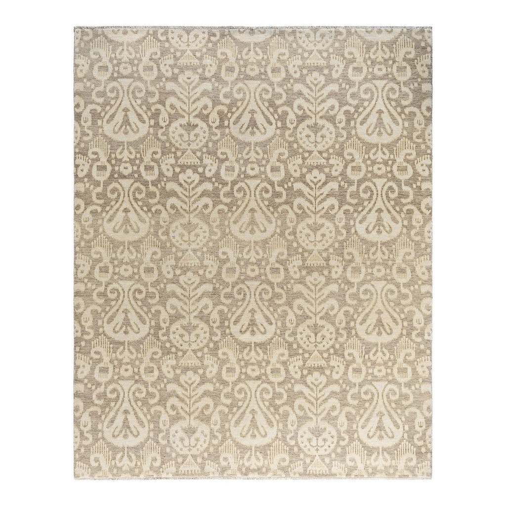 Ikat One-of-a-Kind Handmade Area Rug - Gray, 8' 2" x 10' 2" - 8' 2" x 10' 2"