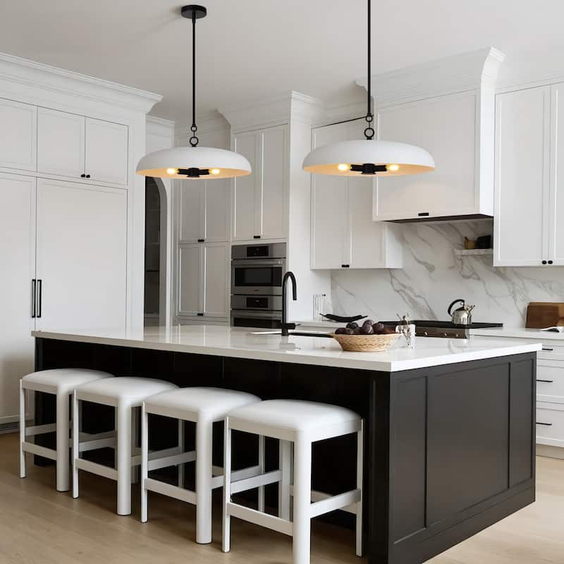 LamQee 20" Pendant Light Metal Dome Ceiling Hanging Chandelier - 19.7 inch