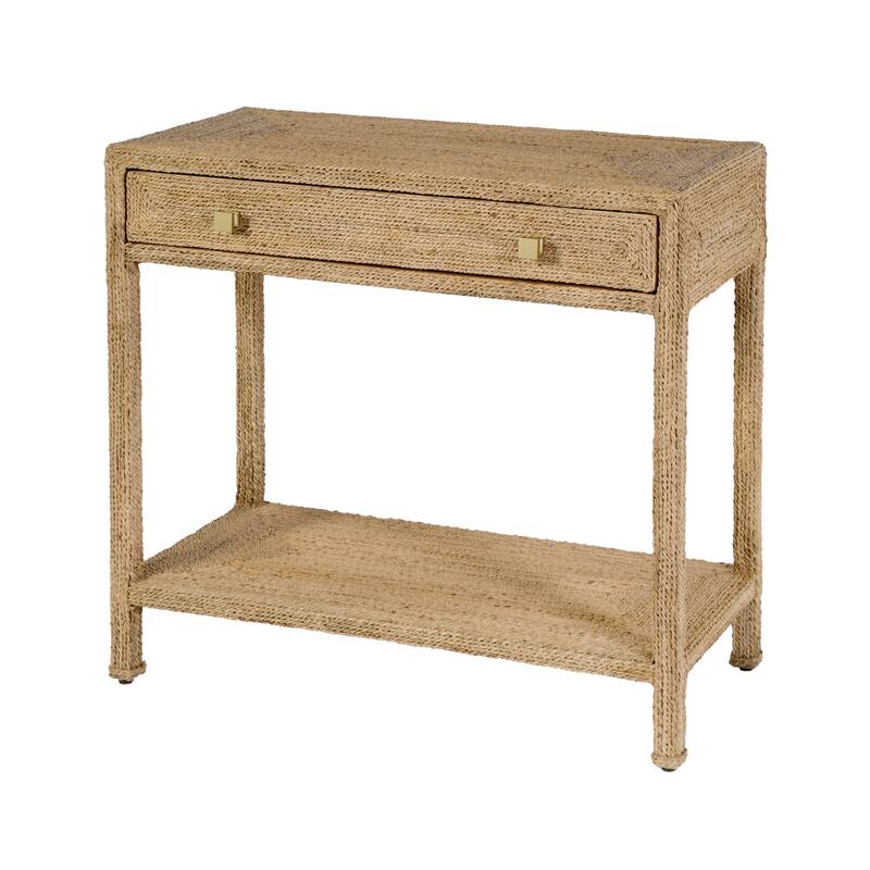 Como 31.5 in. W Rectangular Banana Leaf 1 Drawer Console Table with Lower Open Shelf