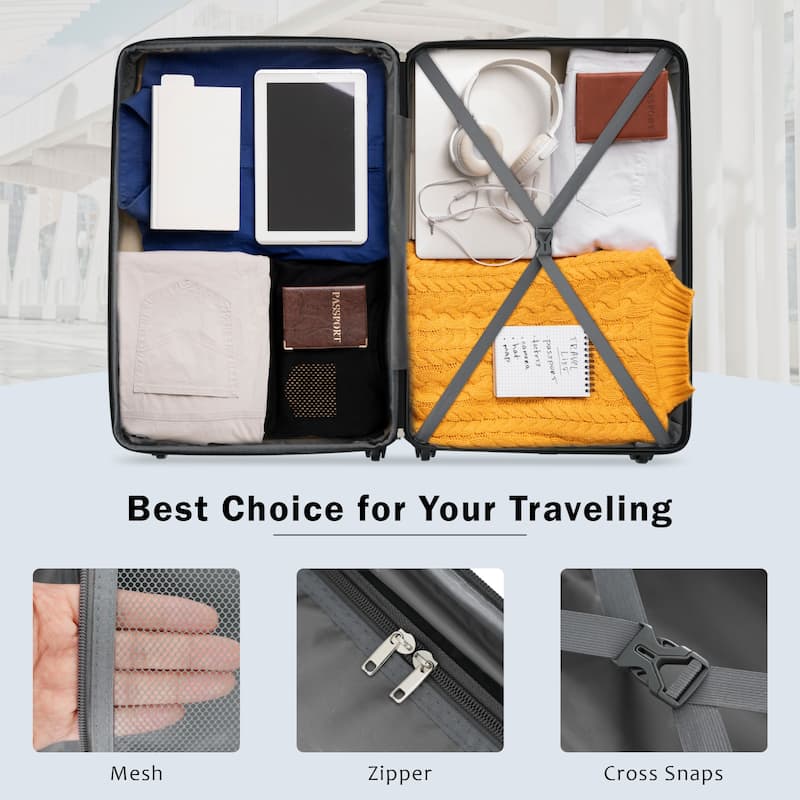 Luggage Sets 2 Piece Suitcases, ABS Hardshell Luggage with TSA Lock and Bags Expanable Spinner Wheels, Durable Travel Luggage