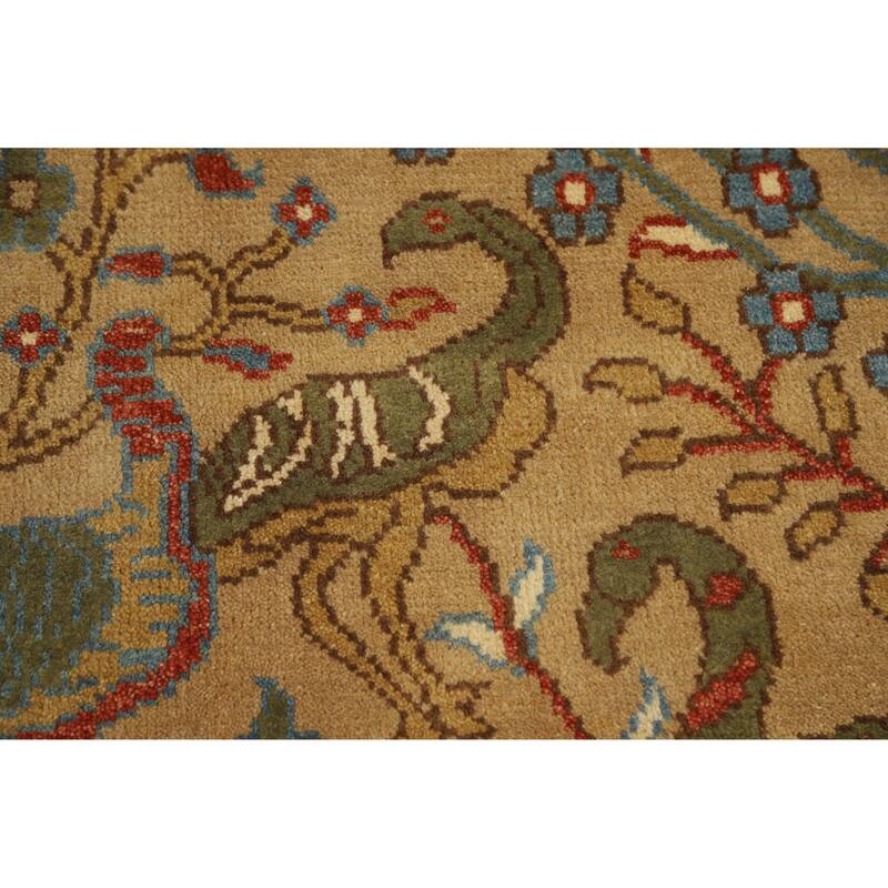 Light Brown Animals Ziegler Oriental Area Rug Hand-Knotted Wool Carpet - 7'9" x 9'8"