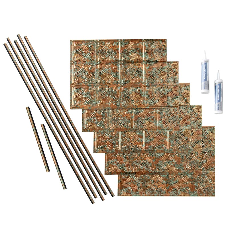 FASÄDE Traditional Style 1 Decorative Vinyl Backsplash Panel - 15 Sq Ft Kit - Copper Fantasy
