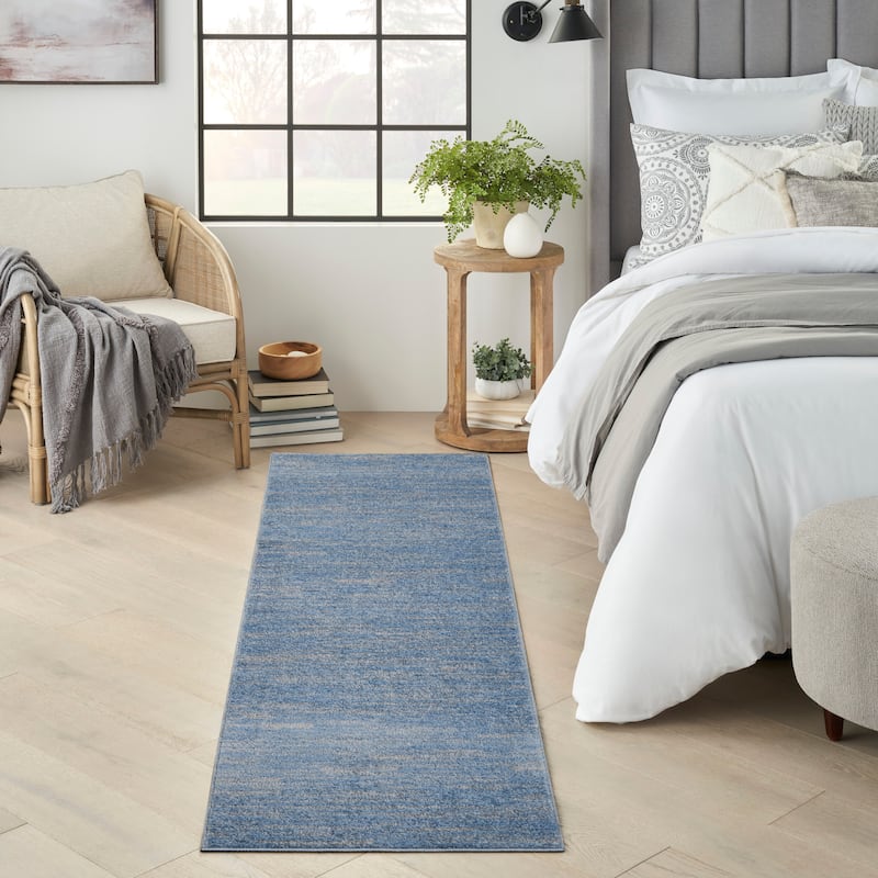Nourison Modern Solid Indoor/Outdoor Area Rug - 6' Runner - Blue/Grey