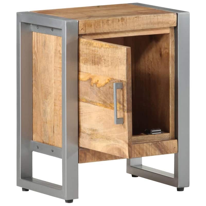 vidaXL Bedside Cabinet 15.7"x11.8"x19.7" Rough Mango Wood