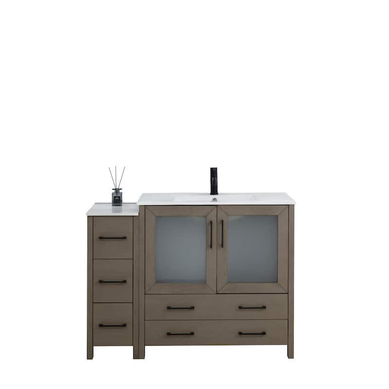 Vanity Art 48-Inch Single Sink Bathroom Vanity Set 5 Dove-Tailed Drawers 2 Cabinets 1 Shelf Soft-Closing Doors with Free Mirror