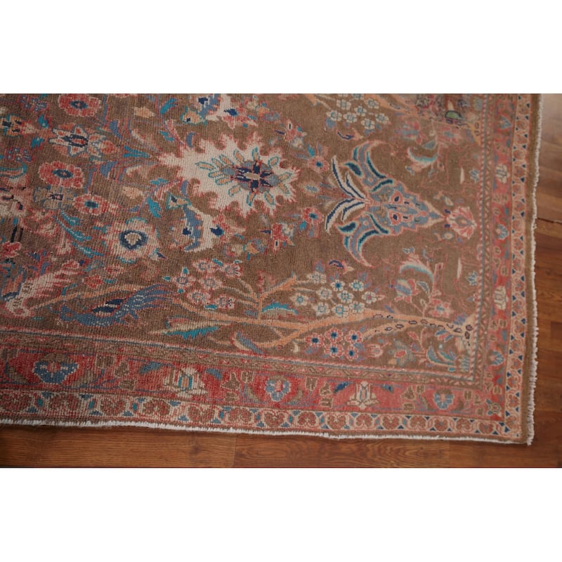 Distressed Mahal Persian Vintage Runner Rug Hand-Knotted Wool Carpet - 3'7" x 8'10"