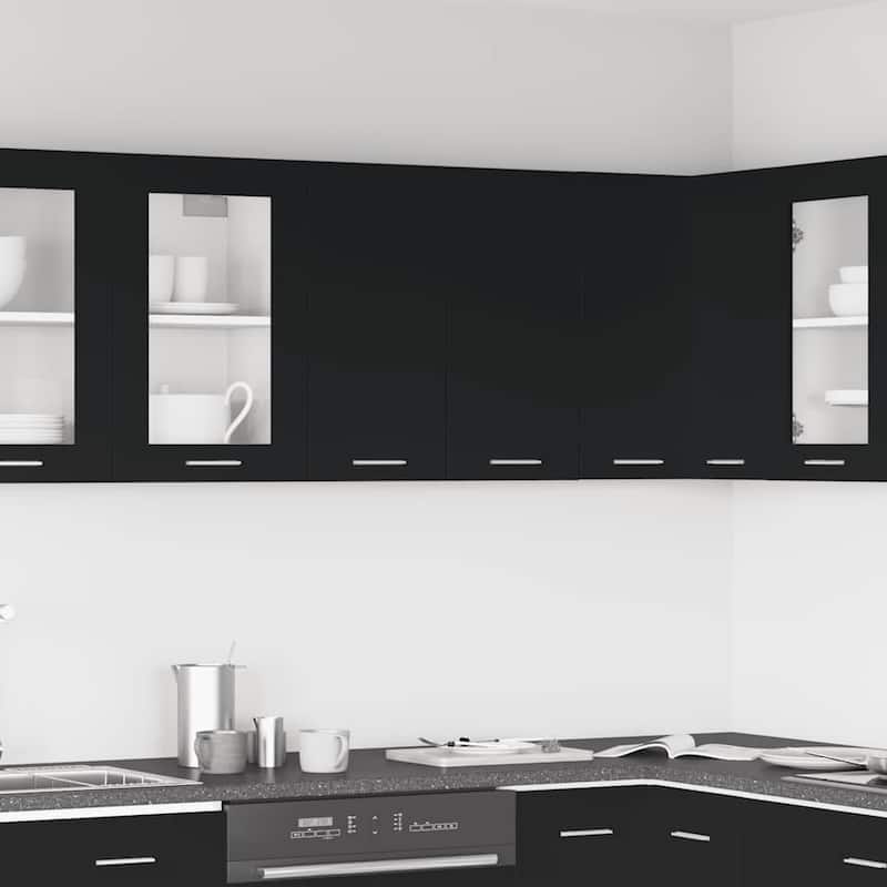 vidaXL Kitchen Cabinet Storage Cupboard Under Sink Organizer Engineered Wood - 23.6"x12.2"x23.6" - Black