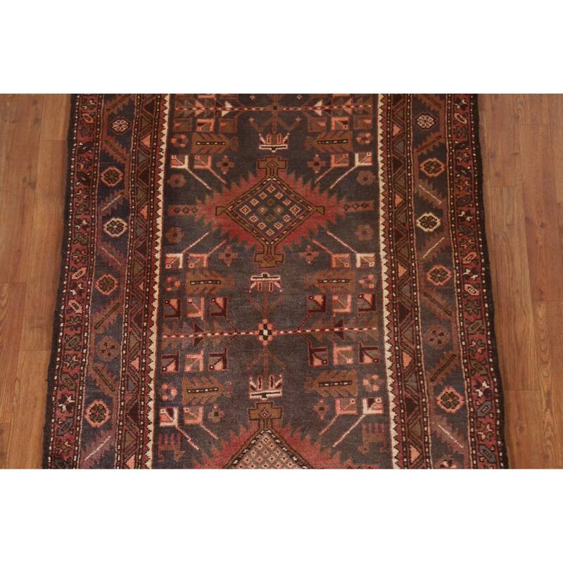 Heriz Persian Vintage Runner Rug Hand-knotted Wool Carpet - 3'8"x 11'4"