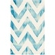 preview thumbnail 88 of 121, SAFAVIEH Dip Dye Marybeth Hand-tufted Wool Chevron Area Rug 2' x 3' - Ivory/Turquoise - Rectangle
