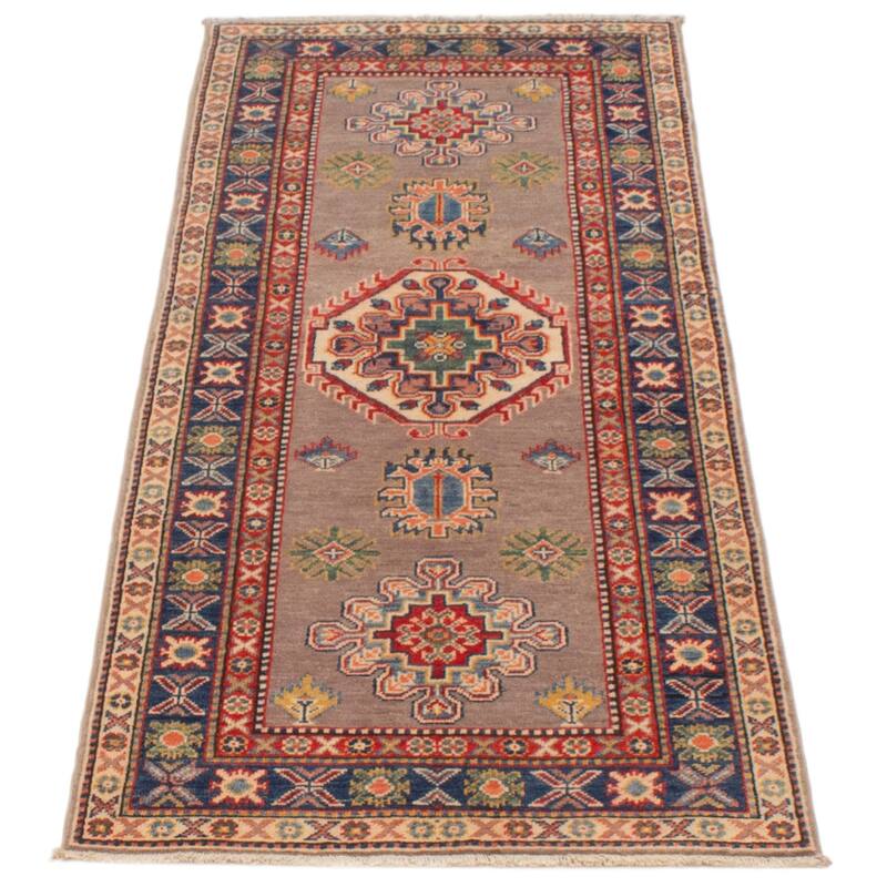 ECARPETGALLERY Hand-knotted Uzbek Ghazni Taupe Wool Rug - 2'8 x 6'6