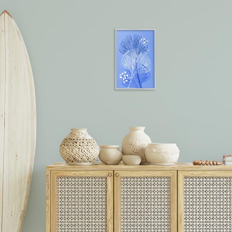 Stupell Layered Blue Gingkoes Framed Giclee Art Design By Martina Pavlova