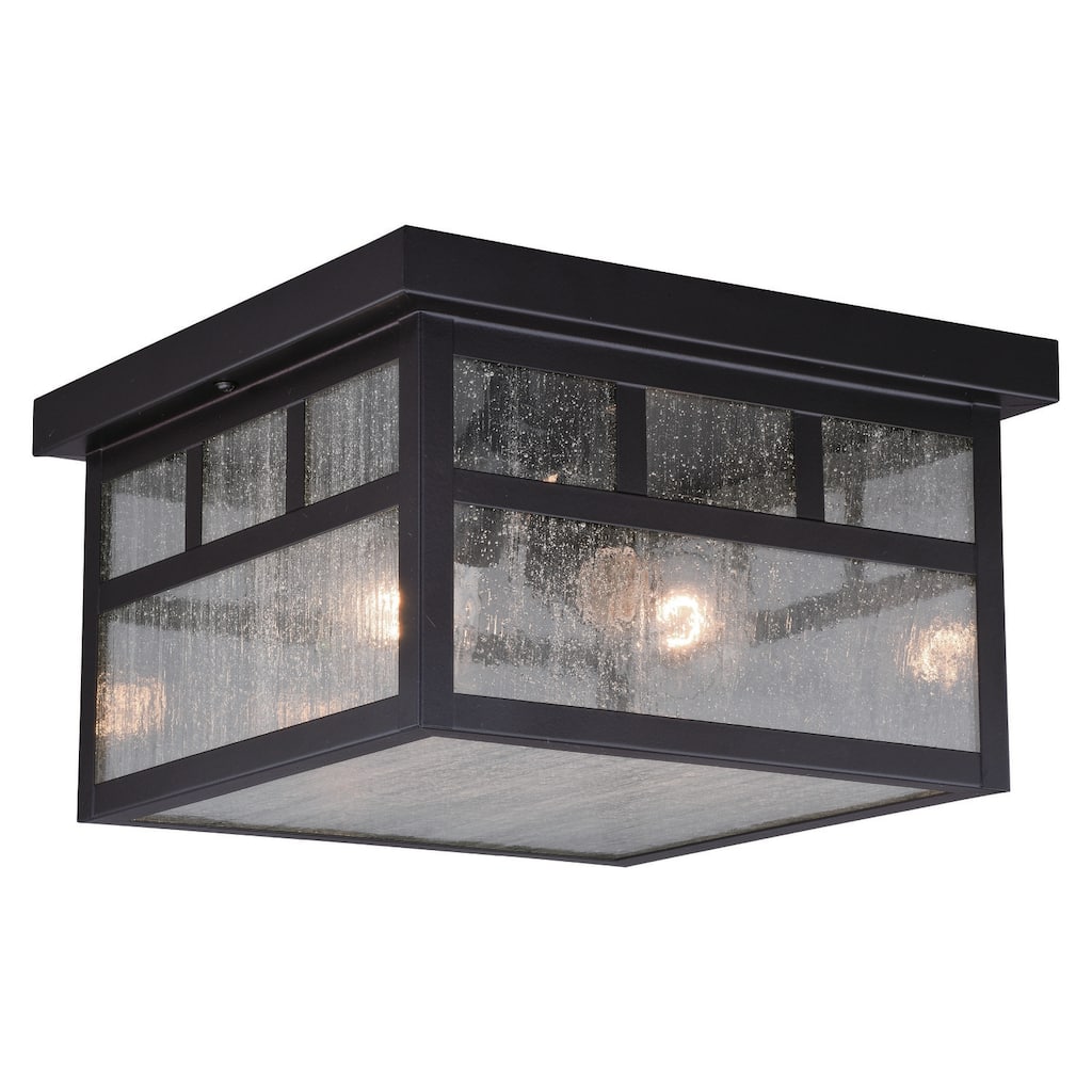 Outdoor Ceiling Light Flush Mount - Mission Style Bronze Yard Porch Light 11.5" - 7