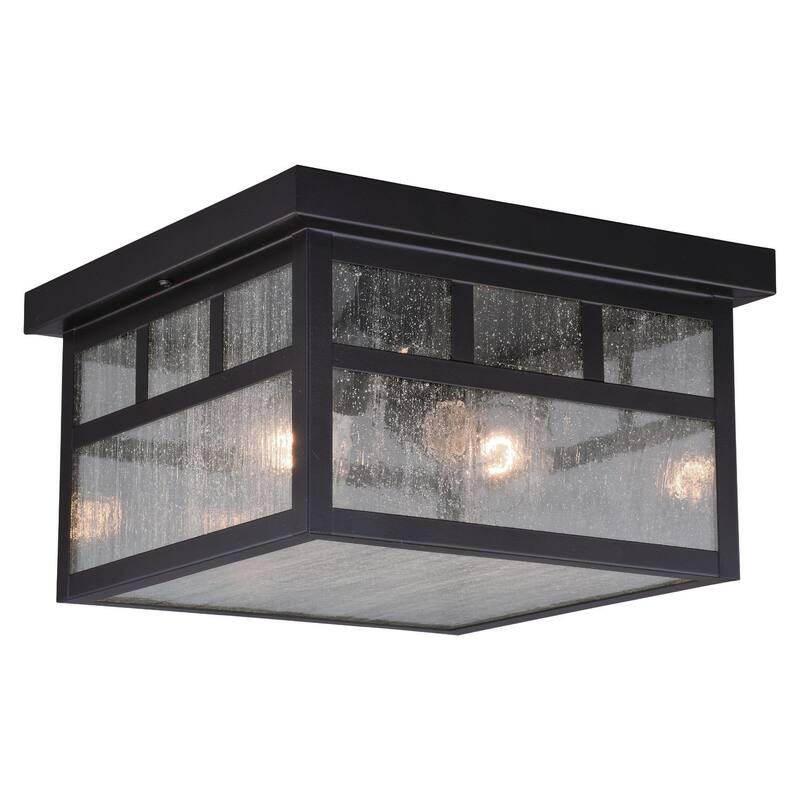 Outdoor Ceiling Light Flush Mount - Mission Style Bronze Yard Porch Light 11.5" - 7