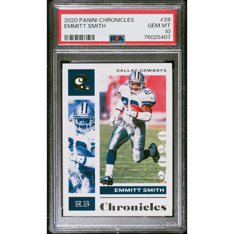Emmitt Smith 2020 Panini Chronicles Football Card #28 Graded PSA 10 - 8'6" x 11'6"