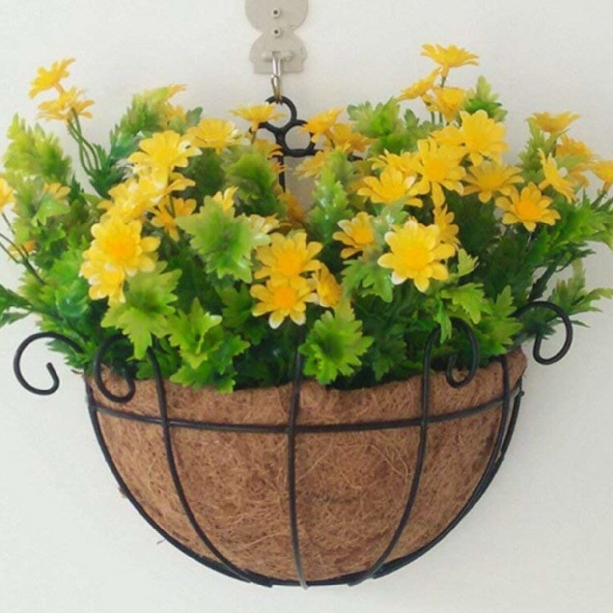 Shop Lopkey Plastic Artificial Flowers With Iron Wall Basket For