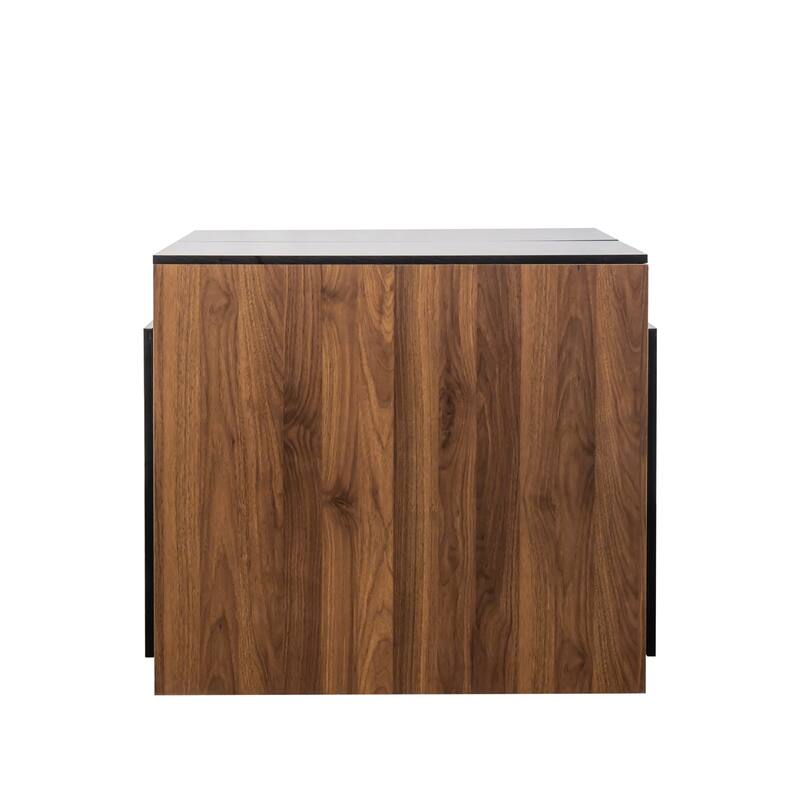 Contemporary Expandable Dining Table with Built-In Power Outlet‌ – Versatile Space-Saving Design with Storage
