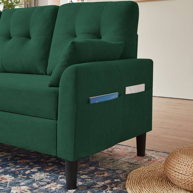 76.18" Upholstered Sleeper Pull Out Sofa Couch with Storage Chaise