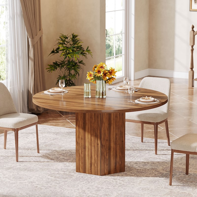 Oak Wood Round Dining Table, Kitchen Living Room Bistro Accent Table