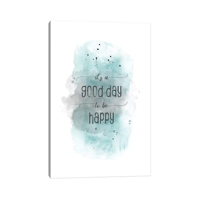 iCanvas "It Is A Good Day To Be Happy Teal" by Melanie Viola Canvas Print
