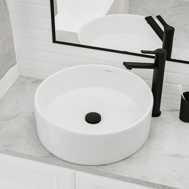 Karran Valera 18" Vitreous China Vessel Bathroom Sink in White