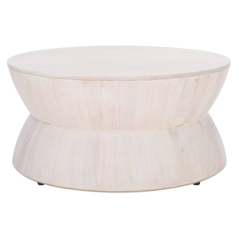 SAFAVIEH Mattye Modern Contemporary Round Coffee Table. - 30" W x 30" L x 14" H - 30Wx30Dx14H - White Wash