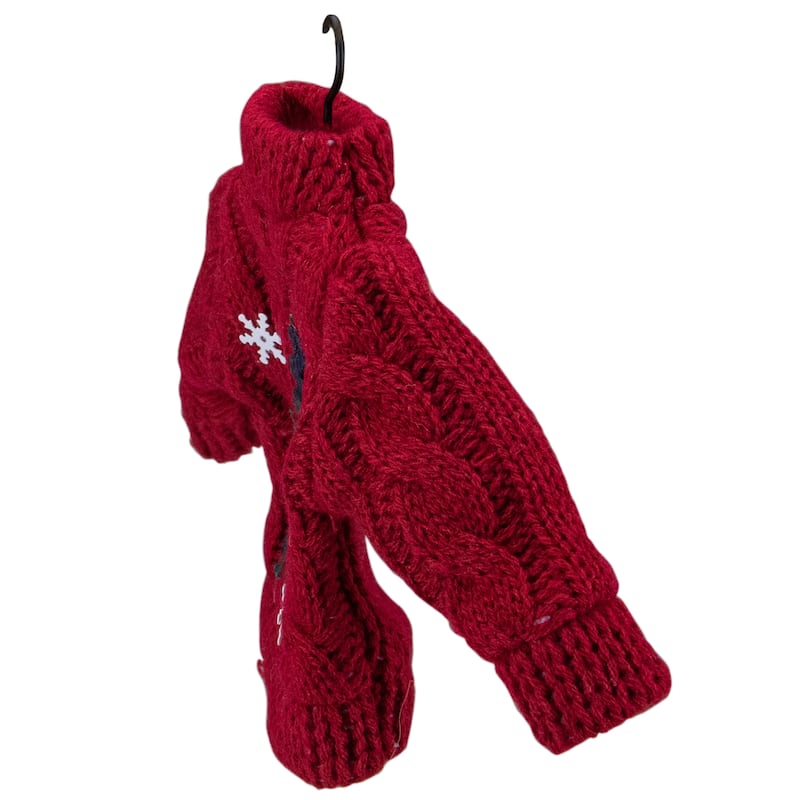 8" Red Sweater with Plaid Reindeer Christmas Ornament