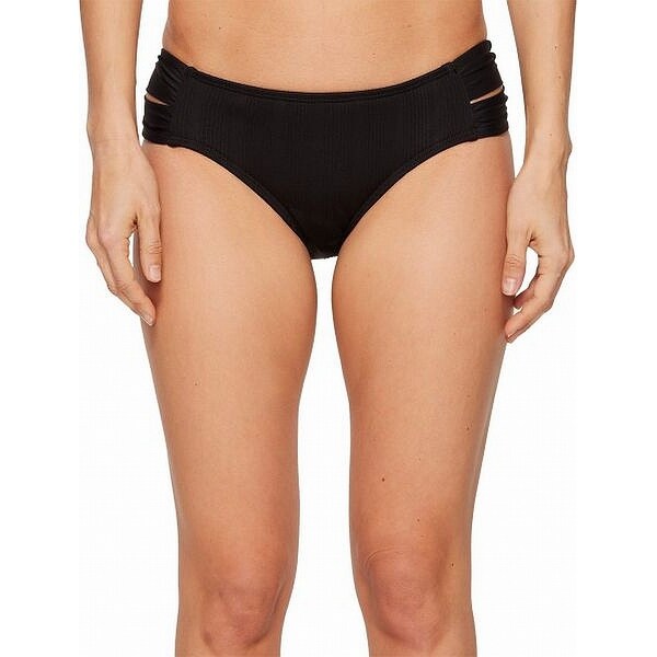 Athena Solid Black Womens Size 8 Ribbed Bikini Bottom Swimwear