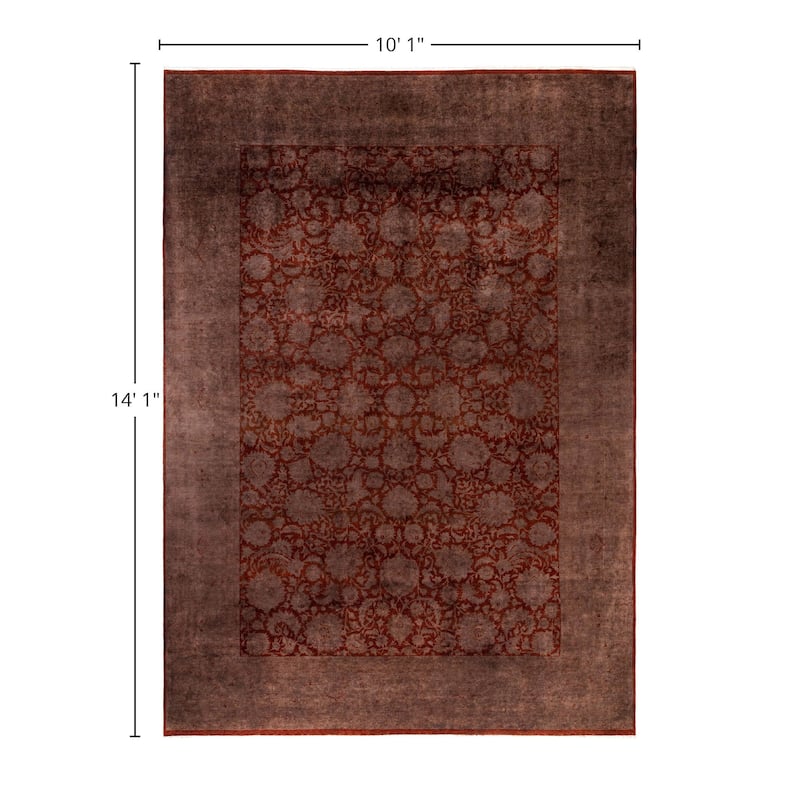 Overdyed One-of-a-Kind Hand-Knotted Area Rug - Red - 10' 1" x 14' 1"