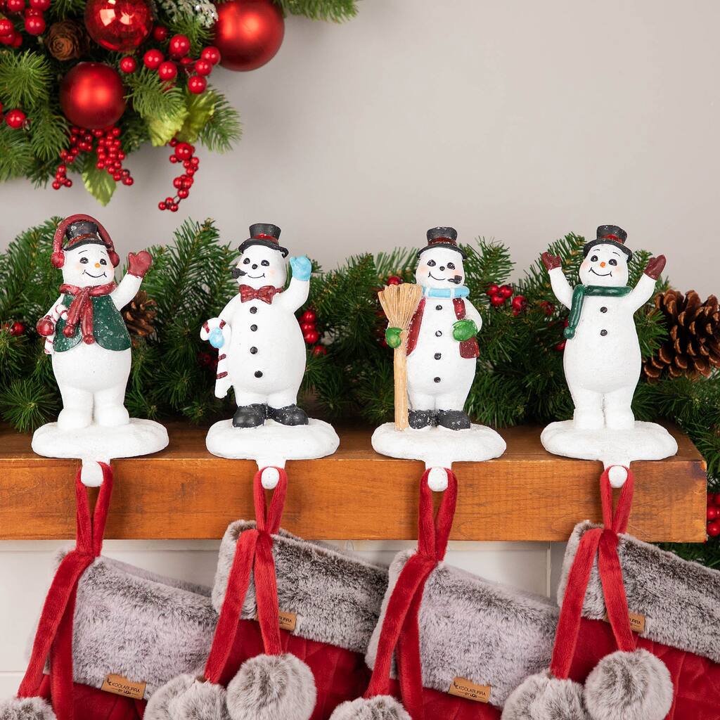 Winter Ready Glitter Snowman Christmas Stocking Holders - 7" - Set of 4