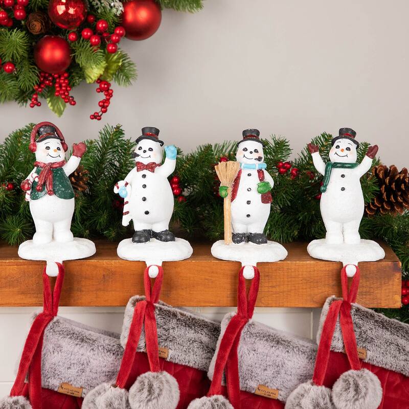 Winter Ready Glitter Snowman Christmas Stocking Holders - 7" - Set of 4