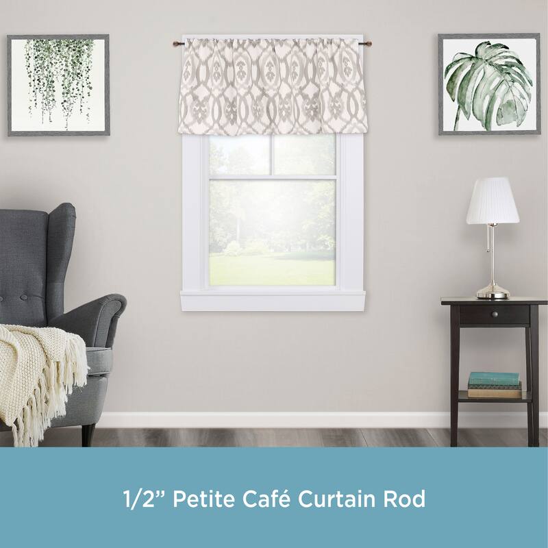 Kenney® Jillian 1/2" Petite Café Decorative Window Curtain Rod, 28-48", Brown Marble