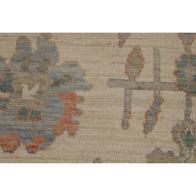 Hand Knotted Oriental 100% Wool Carpet Transitional All-Over Beige & Ivories Oushak Area Rug - 15' 0'' X 10' 3''