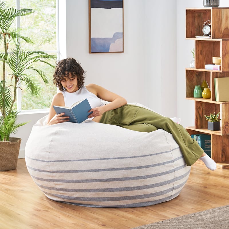 Hudgeons Indoor Striped Bean Bag by Christopher Knight Home