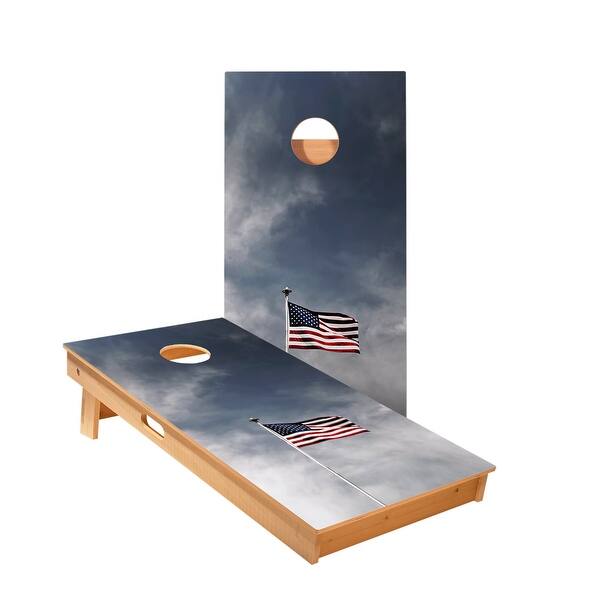 slide 2 of 5, American Flag Pole Cornhole Boards NO Bags - Add Board Lights
