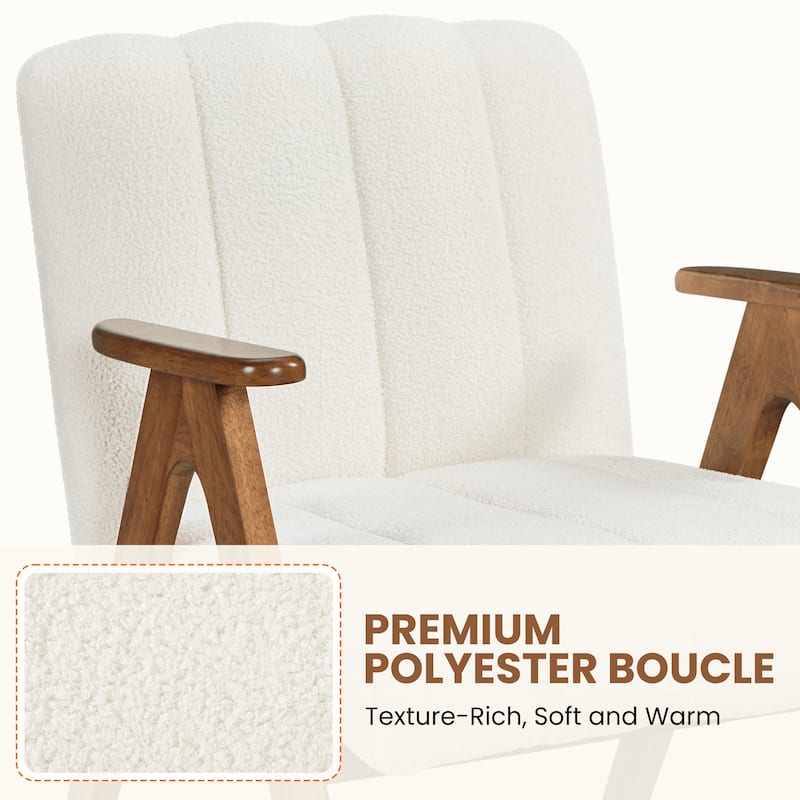 Yaheetech Mid Century Upholstered Accent Armchair Lounge Chair with V-Shaped Solid Wood Legs