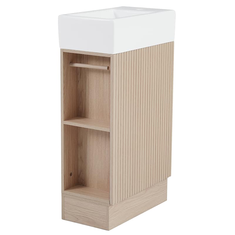 Roomfitters 18.6" Bathroom Vanity with Sink Cabinet with Two-Tier Shelf Left or Right Setup Slim Fit Design
