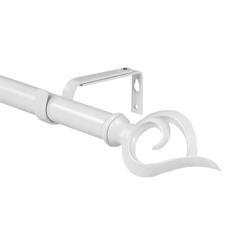 1-inch Diameter Flame Adjustable Single Drapery Curtain Rod - 28"-48" - Golssy White