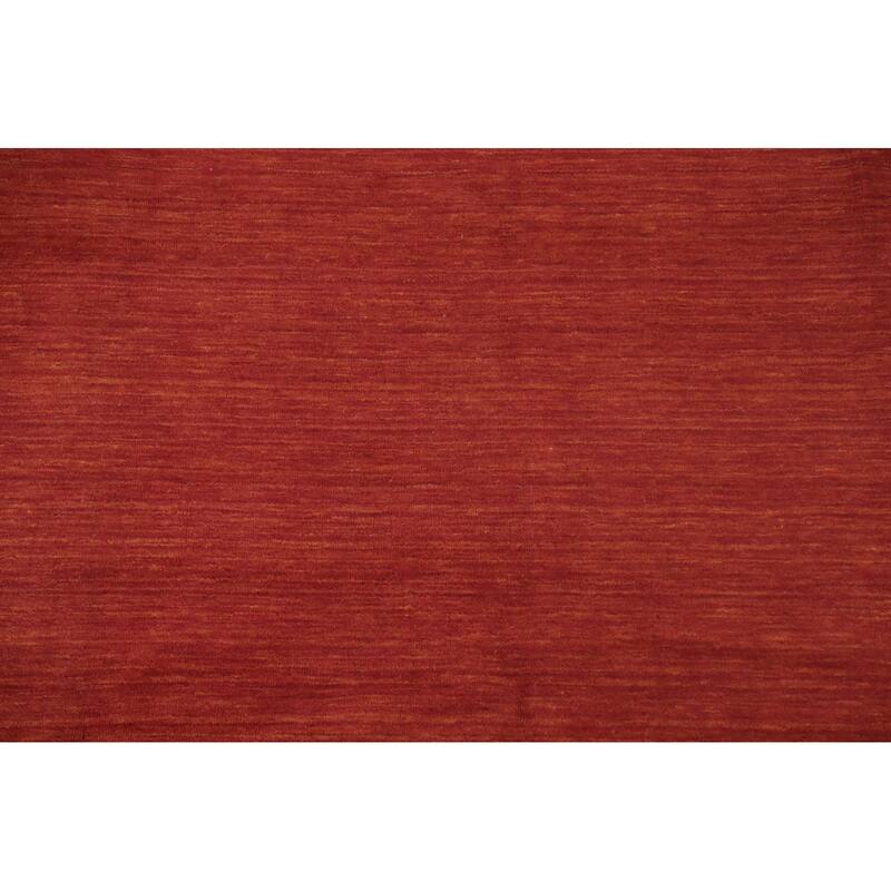Gabbeh Area Rug Hand-Knotted Stripe Wool Carpet - 6'7"x 9'8"
