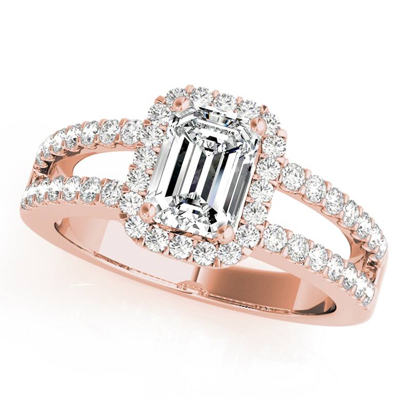 Auriya 14k Rose Gold Lab Grown Emerald Diamond Halo Engagement Ring 0.50 to 5.00 ct. tw. (F-G VS) - 1.75 ct. center - 5