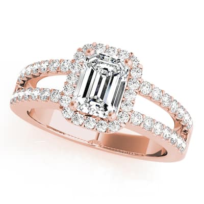 Auriya 14k Rose Gold Lab Grown Emerald Diamond Halo Engagement Ring 0.50 to 5.00 ct. tw. (F-G VS)