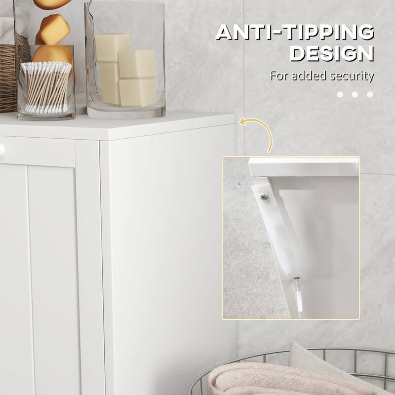 White Hidden Laundry Hamper Cabinet with Two Tilt Out Compartments Solid MDF and Particleboard - 26" W x 13" D x 26.75" H