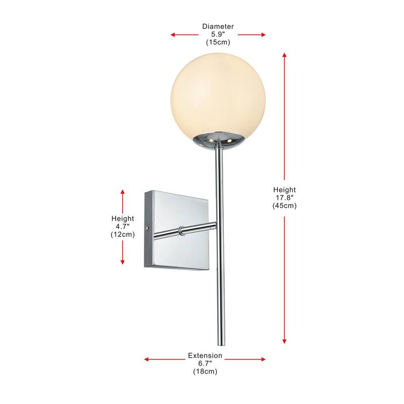 Nina 1 Light White Glass Wall Sconce