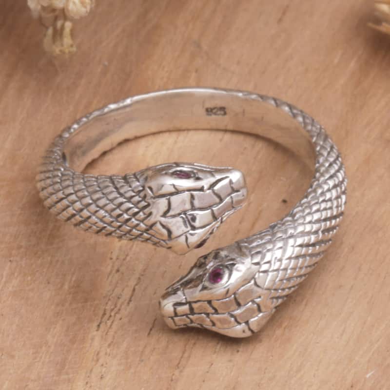 Novica Handmade Honeymoon Snake Men'S Amethyst Ring