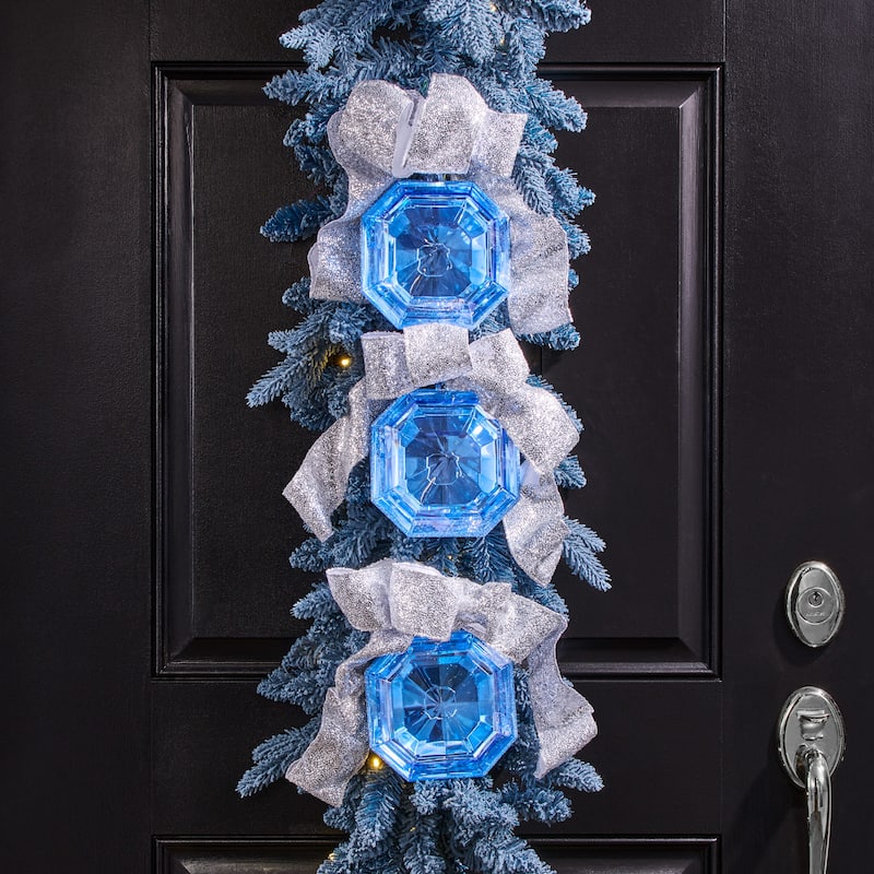 6" Acrylic Square Precious Gem Ornament Set of 3 - Blue
