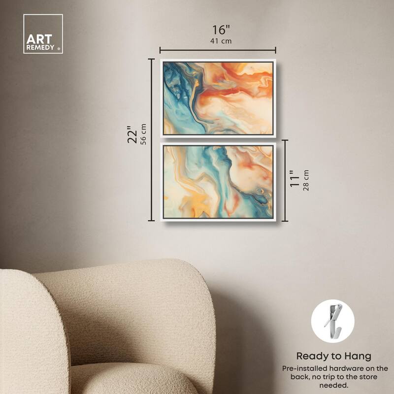 Marbled Sunrise II Canvas Set of 2 by Art Remedy